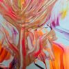 Local artist original abstract painting 8x10 pink orange some UV glow