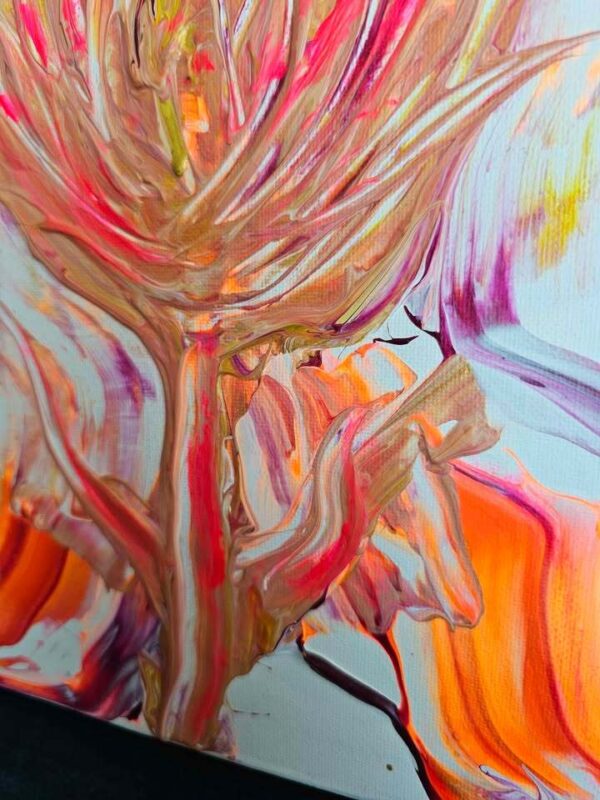 Local artist original abstract painting 8x10 pink orange some UV glow