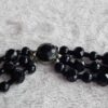 JET BLACK GLASS Vintage Triple Strand Faceted Bead Necklace