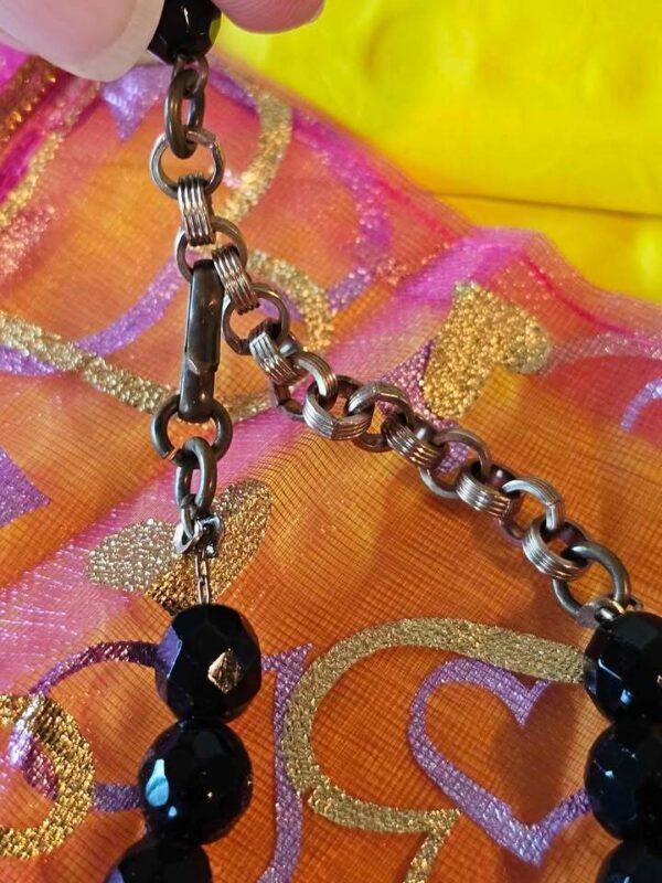 p1-651.jpg Check out the brass chain on this JET Black Vintage Faceted Bead Necklace!