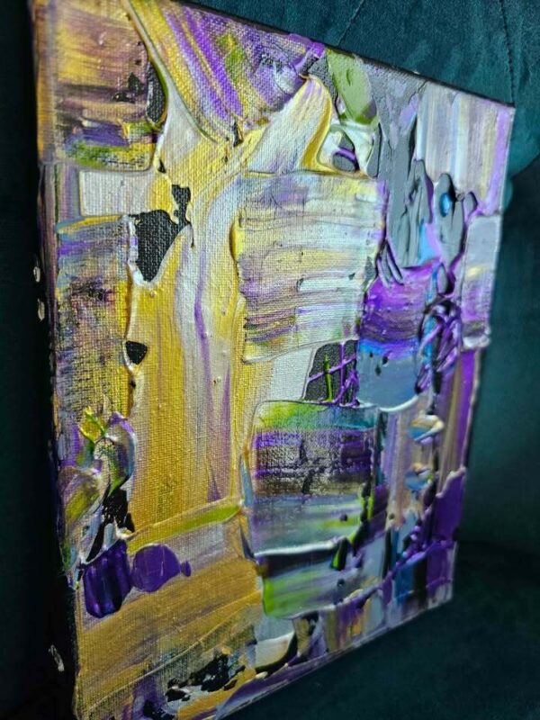 Original Art Abstract Canvas Painting Orlando Artist purple metallic 8x10
