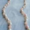Pink Rose Quartz and Iridescent White Bead Necklace