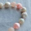 Pink Rose Quartz and Iridescent White Bead Necklace