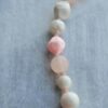 Pink Rose Quartz and Iridescent White Bead Necklace