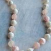Pink Rose Quartz and Iridescent White Bead Necklace