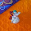 Vintage Silver Tone Snowman Brooch with Green Hat and Red Scarf