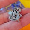 Vintage Silver Tone Snowman Brooch with Green Hat and Red Scarf