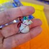 Vintage Silver Tone Snowman Brooch with Green Hat and Red Scarf