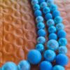 Japan Triple Strand Vintage Blue Faux Pearl Necklace 18" long