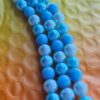 Japan Triple Strand Vintage Blue Faux Pearl Necklace 18" long