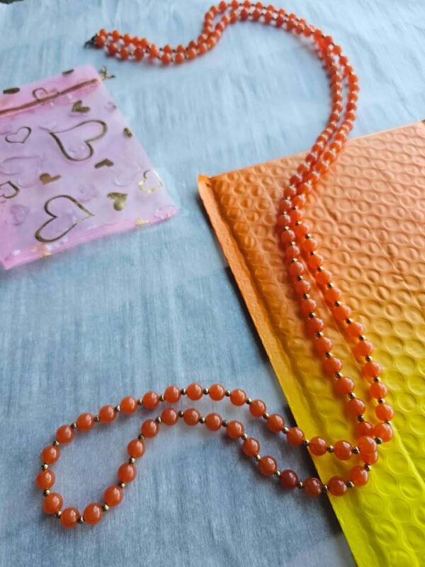 Vintage flapper style Orange Beaded Necklace