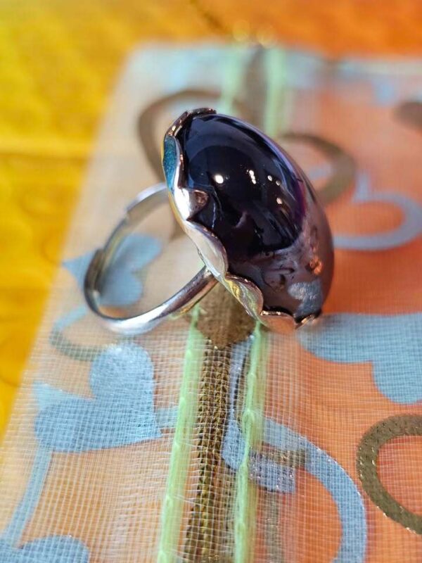 Vintage Silver Tone Cabochon Ring