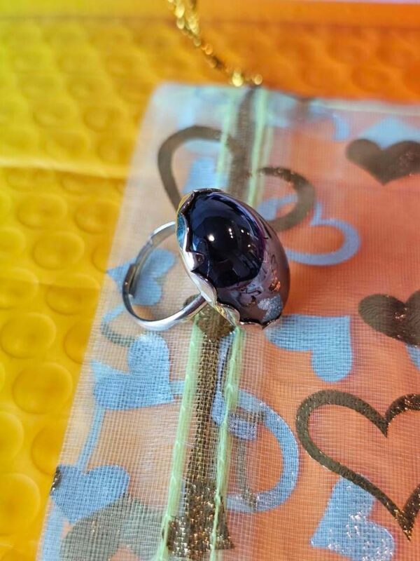 Vintage Silver Tone Cabochon Ring