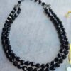 p1-770.jpg Vintage Double Strand Jet Black Faceted Bead Necklace