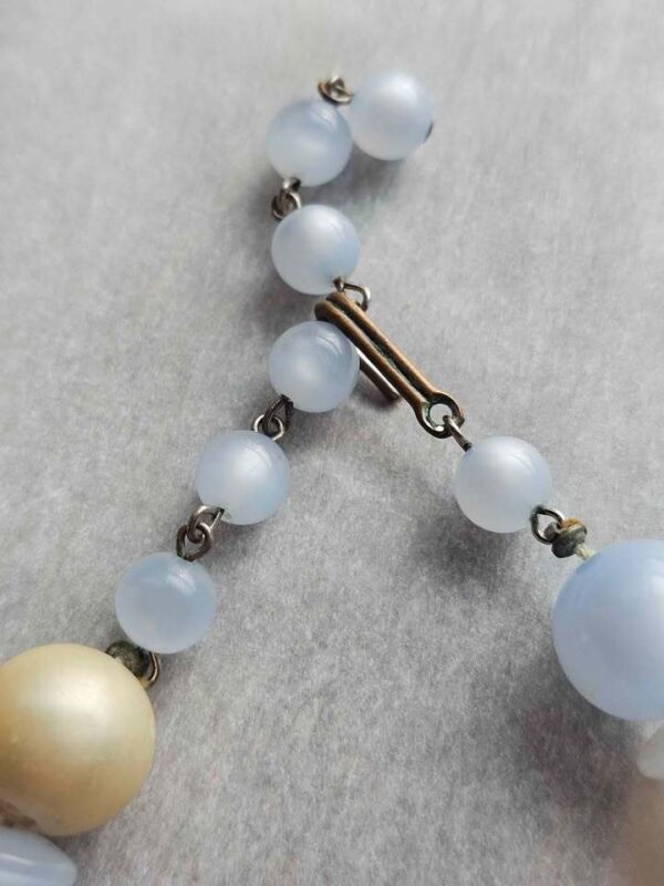 Vintage Blue and Gold Beaded Necklace
