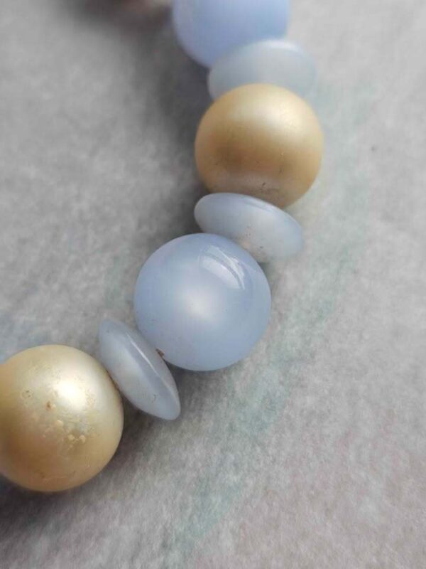 Vintage Blue and Gold Beaded Necklace