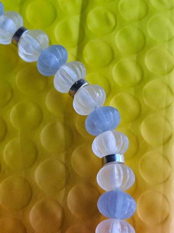 Authentic Vintage Blue and Clear Melon Bead Necklace
