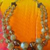 Vintage Double Strand Green and Amber Beaded Necklace