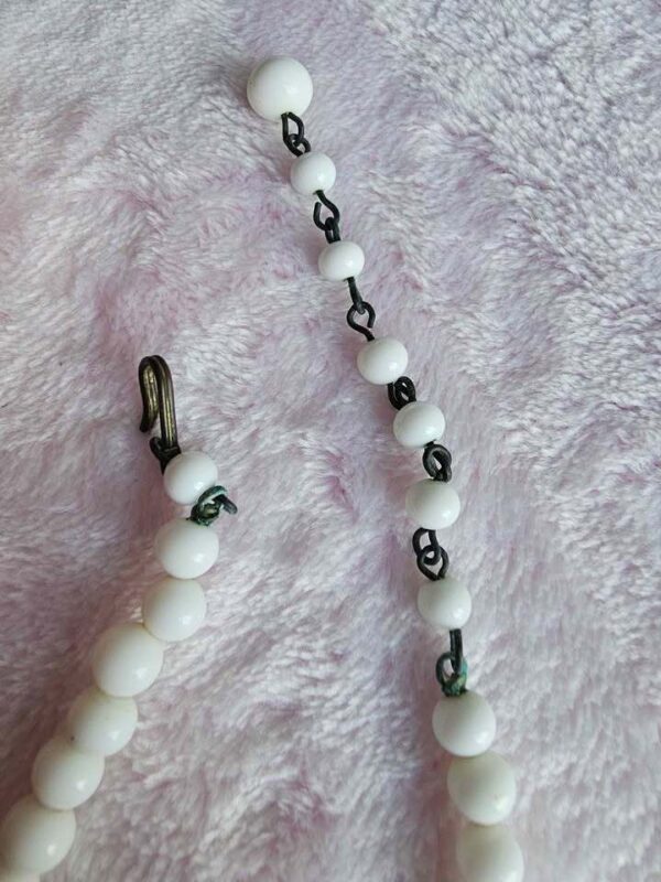 p1-811.jpg Vintage White Milk Glass and AB Crystal Bead Necklace