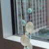 p1-816.jpg Vintage Unique Frosted and Blue Glass Bead Brass Necklace