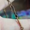 p1-817.jpg Vintage Unique Frosted and Blue Glass Bead Brass Necklace