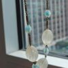 p1-819.jpg Vintage Unique Frosted and Blue Glass Bead Brass Necklace