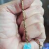 p1-820.jpg Vintage Unique Frosted and Blue Glass Bead Brass Necklace