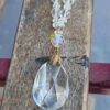 Authentic Vintage Aurora Borealis Crystal Necklace with Teardrop Crystal Pendant