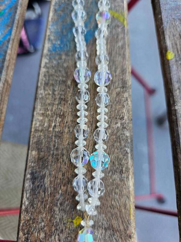 Authentic Vintage Aurora Borealis Crystal Necklace with Teardrop Crystal Pendant