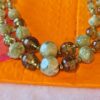 Vintage Double Strand Green and Amber Beaded Necklace