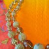 Vintage Double Strand Green and Amber Beaded Necklace