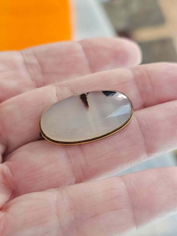 Vintage Dendritic Agate Oval Brooch