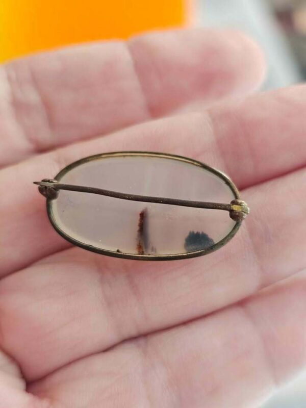 Vintage Dendritic Agate Oval Brooch