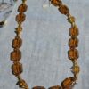 RARE: Vintage Amber Glass Carved Bead Necklace