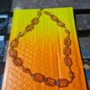 RARE: Vintage Amber Glass Carved Bead Necklace