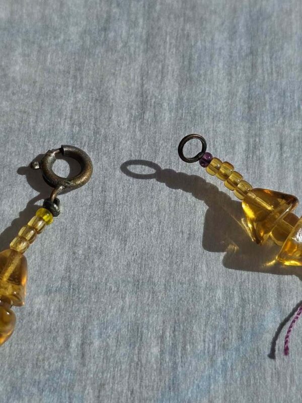 RARE: Vintage Amber Glass Carved Bead Necklace