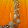Vintage Double Strand Green and Amber Beaded Necklace