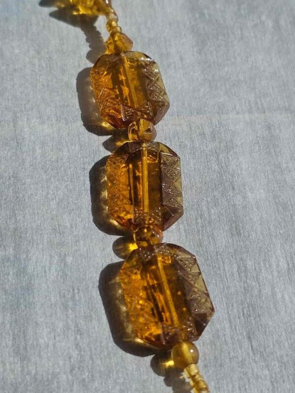 RARE: Vintage Amber Glass Carved Bead Necklace