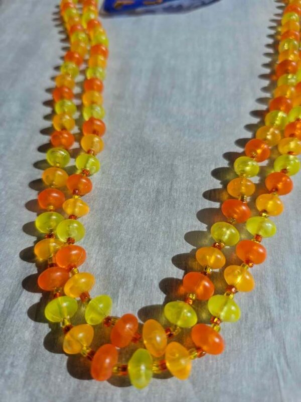 Vintage Flapper style long Orange and Yellow Double Strand lucite Beaded Necklace