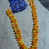 Vintage Flapper style long Orange and Yellow Double Strand lucite Beaded Necklace