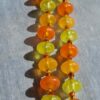 Vintage Flapper style long Orange and Yellow Double Strand lucite Beaded Necklace