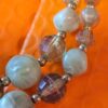 Vintage Double Strand Green and Amber Beaded Necklace