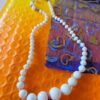 Vintage Japan Milk Glass Graduated Bead Necklace