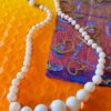 Vintage Japan Milk Glass Graduated Bead Necklace