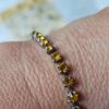 p1-927.jpg 7" Vintage tennis bracelet citrine rhinestone signed Sterling