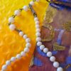 Vintage Japan Milk Glass Graduated Bead Necklace