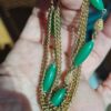 p1-937.jpg Vintage Multi-Strand Gold-Tone Bracelet with Green Beads