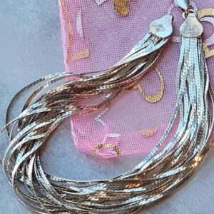 Gorgerous 7.5" Vintage Multi-Strand Italy 925 Silver Herringbone Bracelet