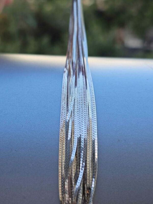 Gorgerous 7.5" Vintage Multi-Strand Italy 925 Silver Herringbone Bracelet
