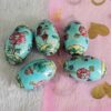 Set of 5 Vintage Floral Ceramic Oval Beads